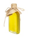 Sunflower oil in a crafted glass bottle isolated on a white background Royalty Free Stock Photo
