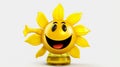 Sunflower oil drop with a cheerful face 3D on a white background.