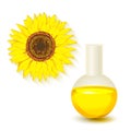 Sunflower, oil flask isolated on white