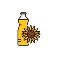 Sunflower oil glass bottle color line icon Royalty Free Stock Photo