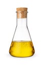 Sunflower oil in glass bottle with cork isolated on white Royalty Free Stock Photo