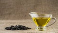 Sunflower oil in a glass gravy boat Royalty Free Stock Photo