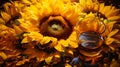 Sunflower oil in a glass with sunflowers Royalty Free Stock Photo