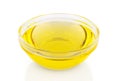 Sunflower oil in glass transparent bowl Isolated on a white background Royalty Free Stock Photo