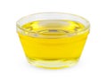 Sunflower oil in glass transparent bowl Isolated on a white background Royalty Free Stock Photo