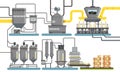 Sunflower Oil Production Process, Filtration, Pressing, Refining, Deodorization, Packaging Automated Line Vector