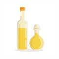 Sunflower or olive oil glass bottles vector Illustration Royalty Free Stock Photo