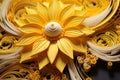 Sunflower Paper Quilling Art. Handmade Yellow Flower Design