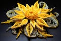 Sunflower Paper Quilling Art. Handmade Yellow Flower Design