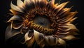 Sunflower plant in close up yellow petals shining generated by AI Royalty Free Stock Photo