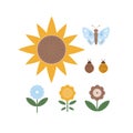 ÃÂ¡omposition of nature objects - flowers, butterfly, ladybugs and boho sunflower