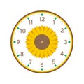 Sunflower Printable Clock Face Template Royalty Free Stock Photo
