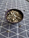 Sunflower roasted seeds in bowl Royalty Free Stock Photo