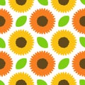 sunflower seamless pattern on white background Royalty Free Stock Photo