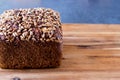 Sunflower seed bread on rustic board