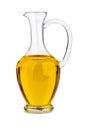 Sunflower seed oil in glass decanter Royalty Free Stock Photo