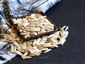 Sunflower seeds on a black table