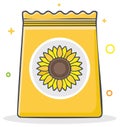 Sunflower Seeds Pack Illustration in Yellow Bag Packaging Royalty Free Stock Photo
