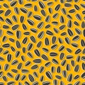 Sunflower seeds on yellow background seamless pattern