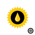 Sunflower silhouette with oil drop icon.
