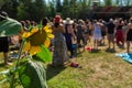 Sunflower during a spiritual gathering Royalty Free Stock Photo