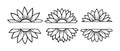 Sunflower split monogram. Flower silhouette vector illustration. Sunflower graphic logo, hand drawn icon for packaging, decor. Royalty Free Stock Photo