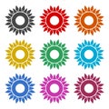 Sunflower symbol icon, color icons set