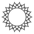 Sunflower or sun symbol with 36 petals or flames, Sacred Geometry