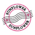 SUNFLOWER, text on pink-black grungy postal stamp
