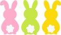 Three Easter bunnies vector illustration isolated on white background. Easter bunny cut file