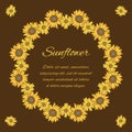 Sunflower vector greeting card on the dark