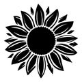 Sunflower vector illustration in black color
