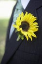 Sunflower Wedding Boutonniere Royalty Free Stock Photo