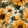 Sunflower wonderland watercolor Seamless Patterns, Generative AI