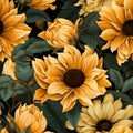 Sunflower wonderland watercolor Seamless Patterns, Generative AI