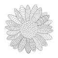 sunflower zentangle coloring page with henna decorative flowers design illustration