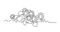 Sunflowers continuous one line vector drawing