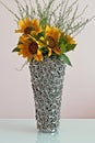 Sunflowers in decorative vase Royalty Free Stock Photo