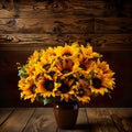 sunflowers displayed on a table, bringing the natural beauty of sunlit blossoms into your home.