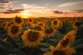 Sunflower field during sunset