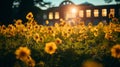 Sunflowers In The Evening Sun A Dreamlike Atmosphere Of Romantic Academia
