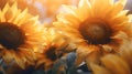 Sunflowers field on the sunset. AI generated image Royalty Free Stock Photo