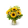 Sunflowers Flower Arrangement bouquet in a Mason Jar Vase - Summer or Autumn - Isolated on White Space Background - Florist