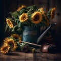 Sunflowers and Gardening Tools