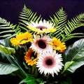 Sunflowers and Gerbera daisies flower arrangement with fern AI-Generated