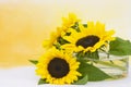 Sunflowers in glass vase Royalty Free Stock Photo