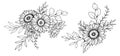 Sunflowers Line Art, Fine Line Sunflowers Hand Drawn Illustration. Fine Line Sunflowers illustration. Floral Line Art. Black and Royalty Free Stock Photo