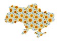 Sunflowers meadow peacefull map of Ukraine Royalty Free Stock Photo