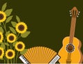 Sunflowers with music instruments scene
