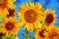 Sunflowers.Van Gogh style imitation